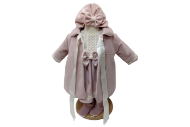 Rochie Roz-Pudra Cu Palton Fata