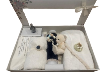 Set Trusou Botez Cu Lumanare Bleumarin