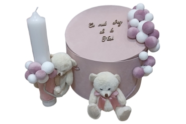 Set Lumanare Botez Si Cutie Botez Fete