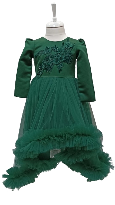 Rochie Verde Cu Trena Copii