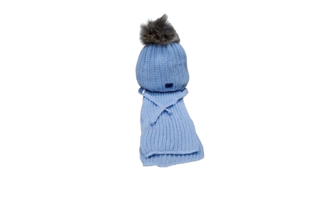  Set Bleu Caciula Cu Fular Bebelus