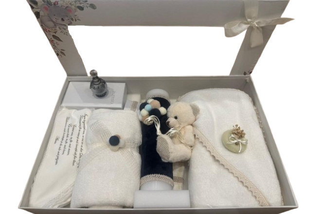  Set Trusou Botez Cu Lumanare Bleumarin