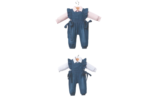  Salopeta Denim Cu Volane