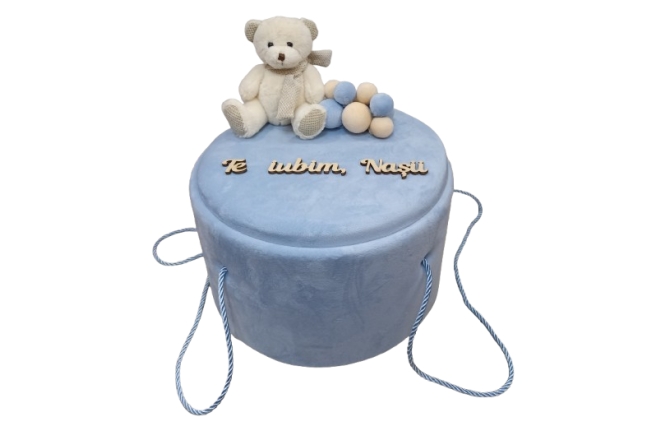  Cufar Bleu Din Catifea Botez