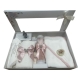Set Trusou Botez Cu Lumanare Roz-Pudra